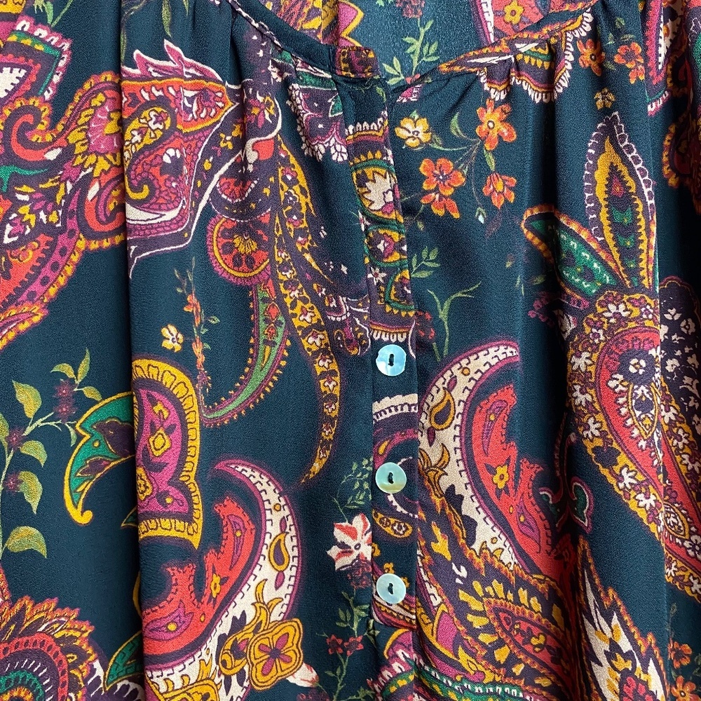 Cha Cha Vente Plus Size Womenʻs Black | Red Floral Paisley Print Blouse 3X - Picture 5 of 8